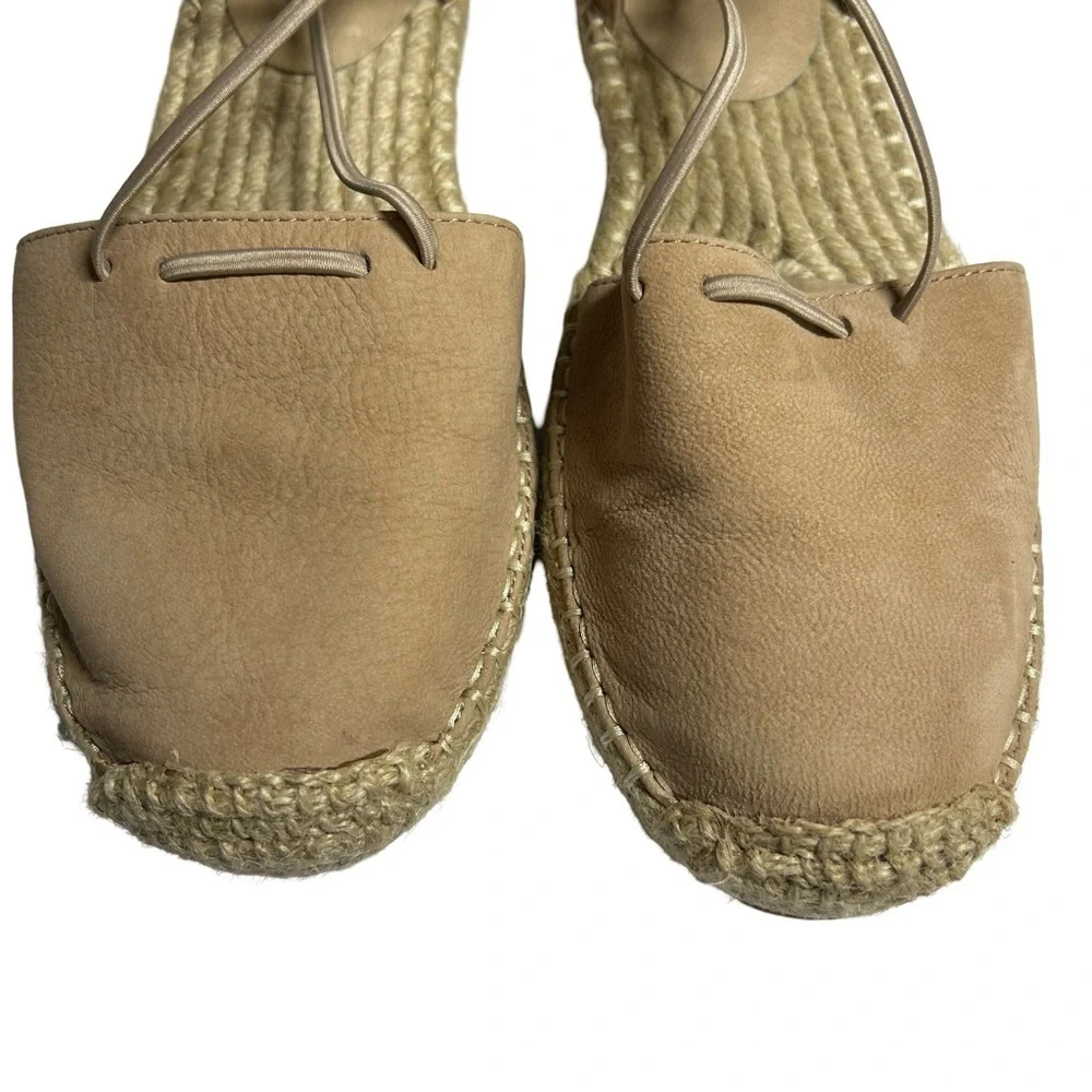 Eileen Fisher Tan Taupe Suede Leather Closed Toe Espadrilles, Size 7.5
